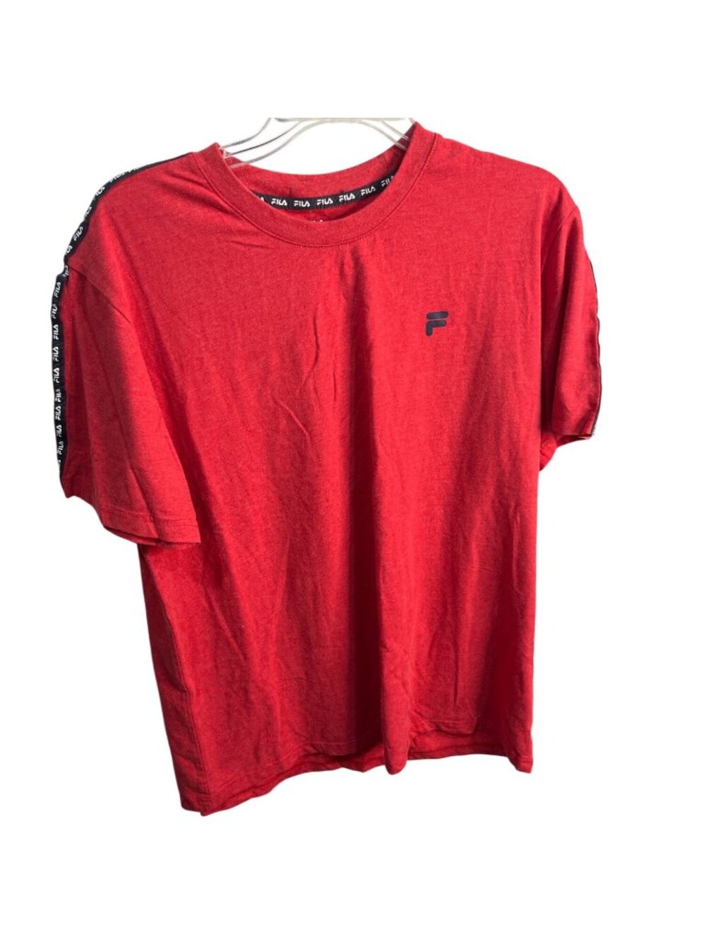 Fila Red T-Shirt With Logo & Shoulder Detailing Mens Medium Cotton Blend 83b